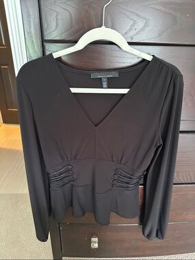 White House Black Market Black V-Neck Long Sleeve Top  never worn